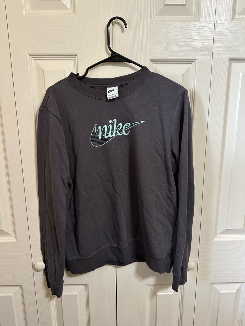 Nike Charcoal Crewneck with Mint Green Script